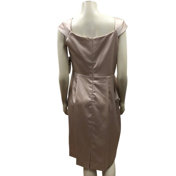 Maggy London Elegant Champagne‎ Sleeveless Draped Satin Sheath Dress 14 NWT - Picture 8 of 15
